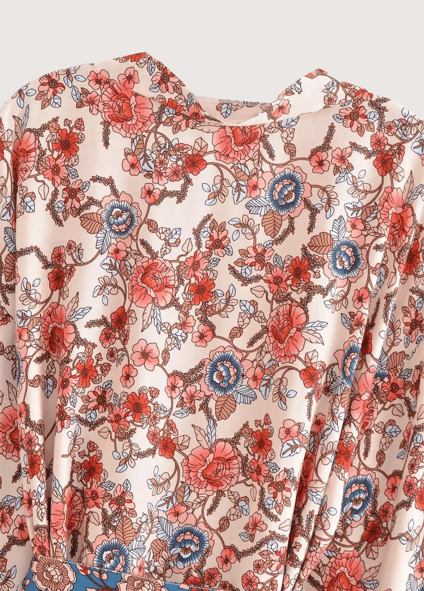Kimono court bohème abricot et bleu - Image 5