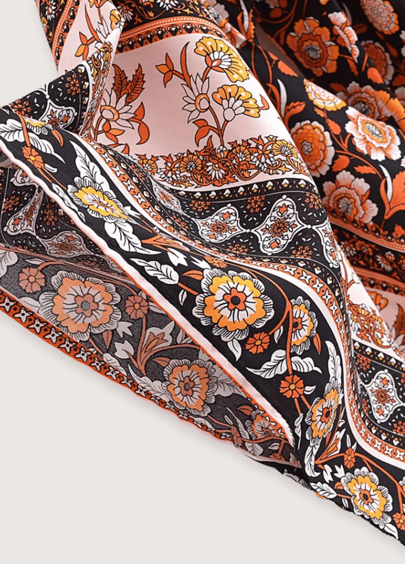 Kimono court bohème orange et noir - Image 5
