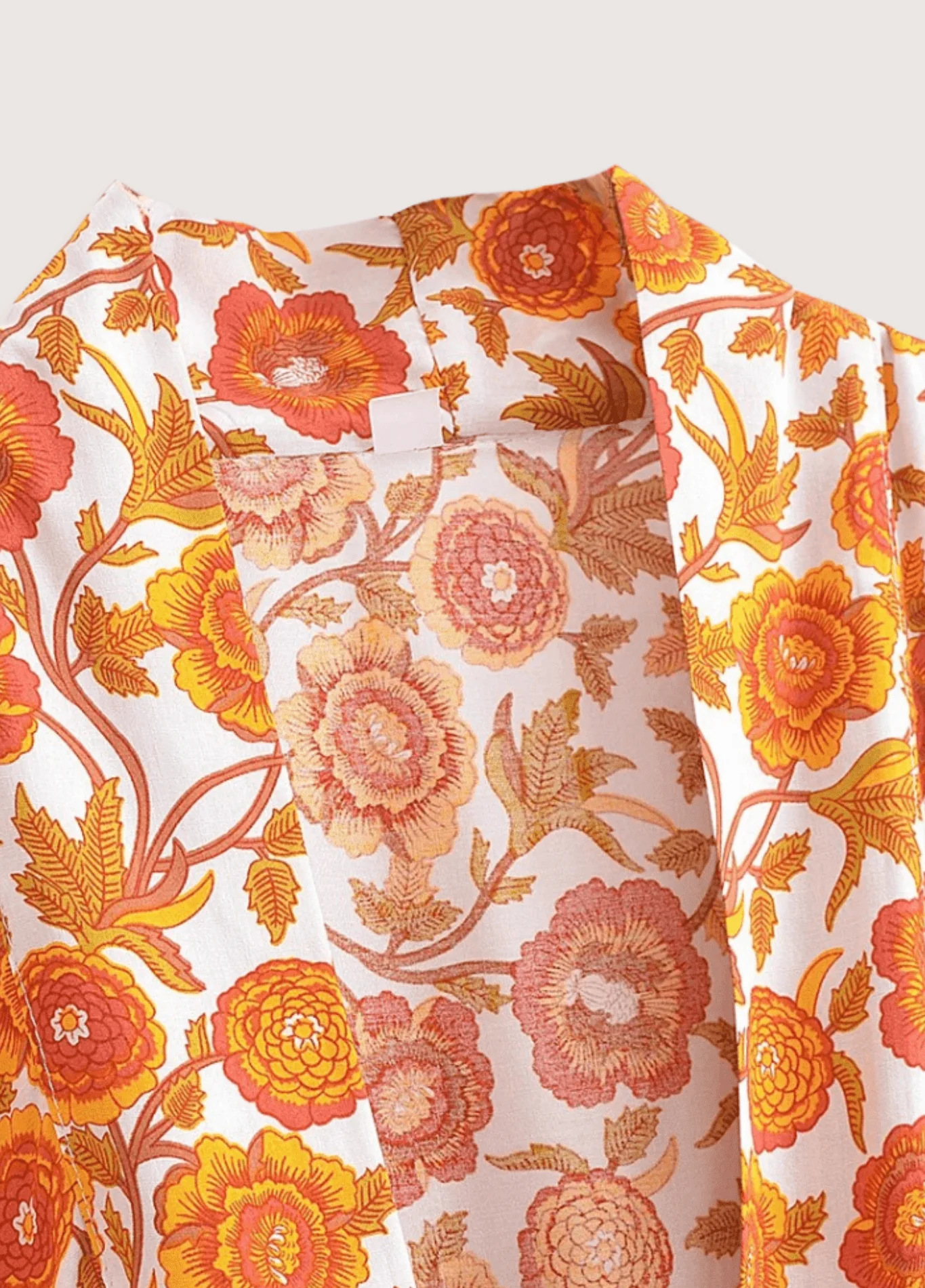 Kimono court jaune fleuri - Image 6