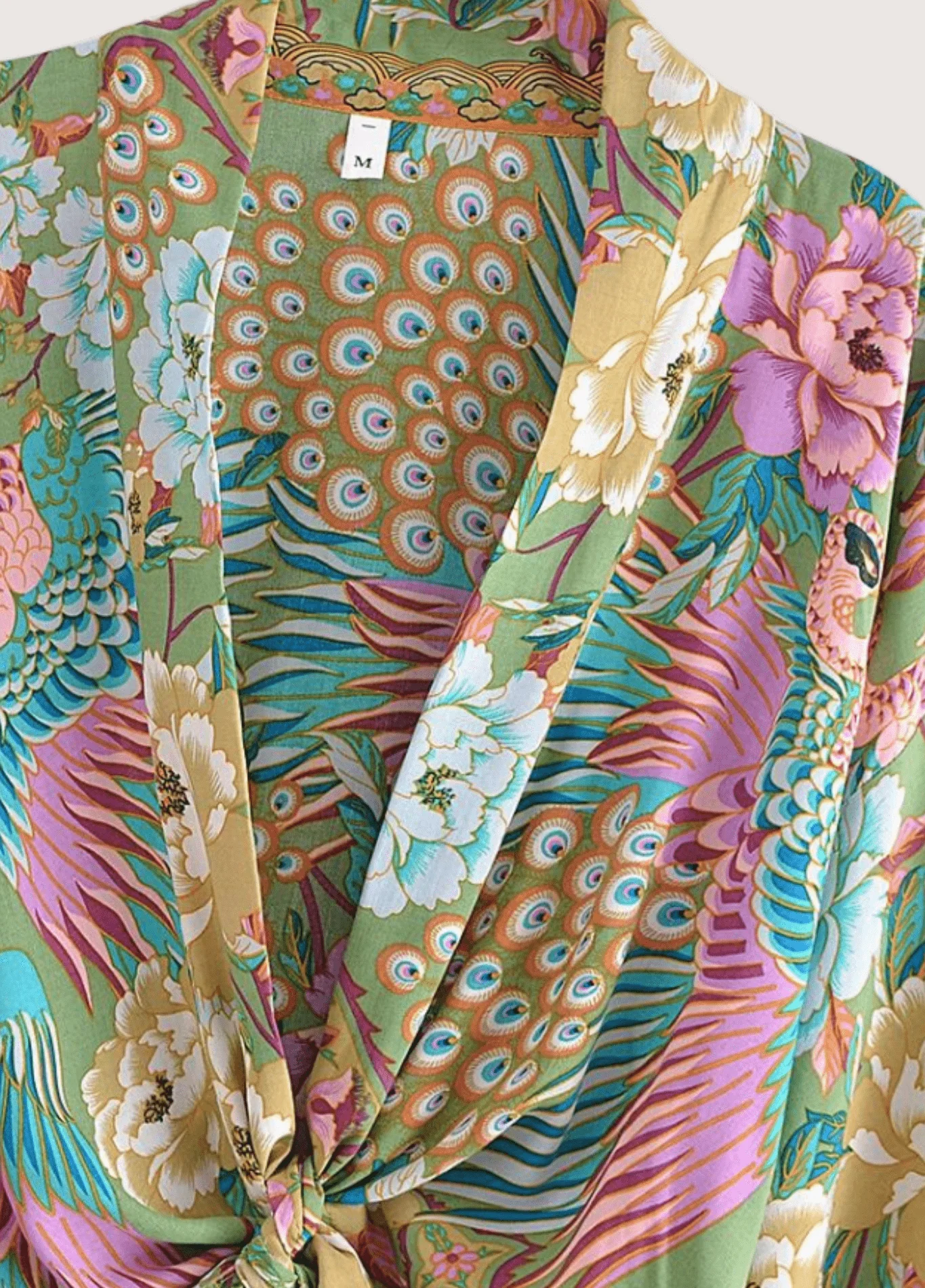 Kimono court paon fleuri - Image 3