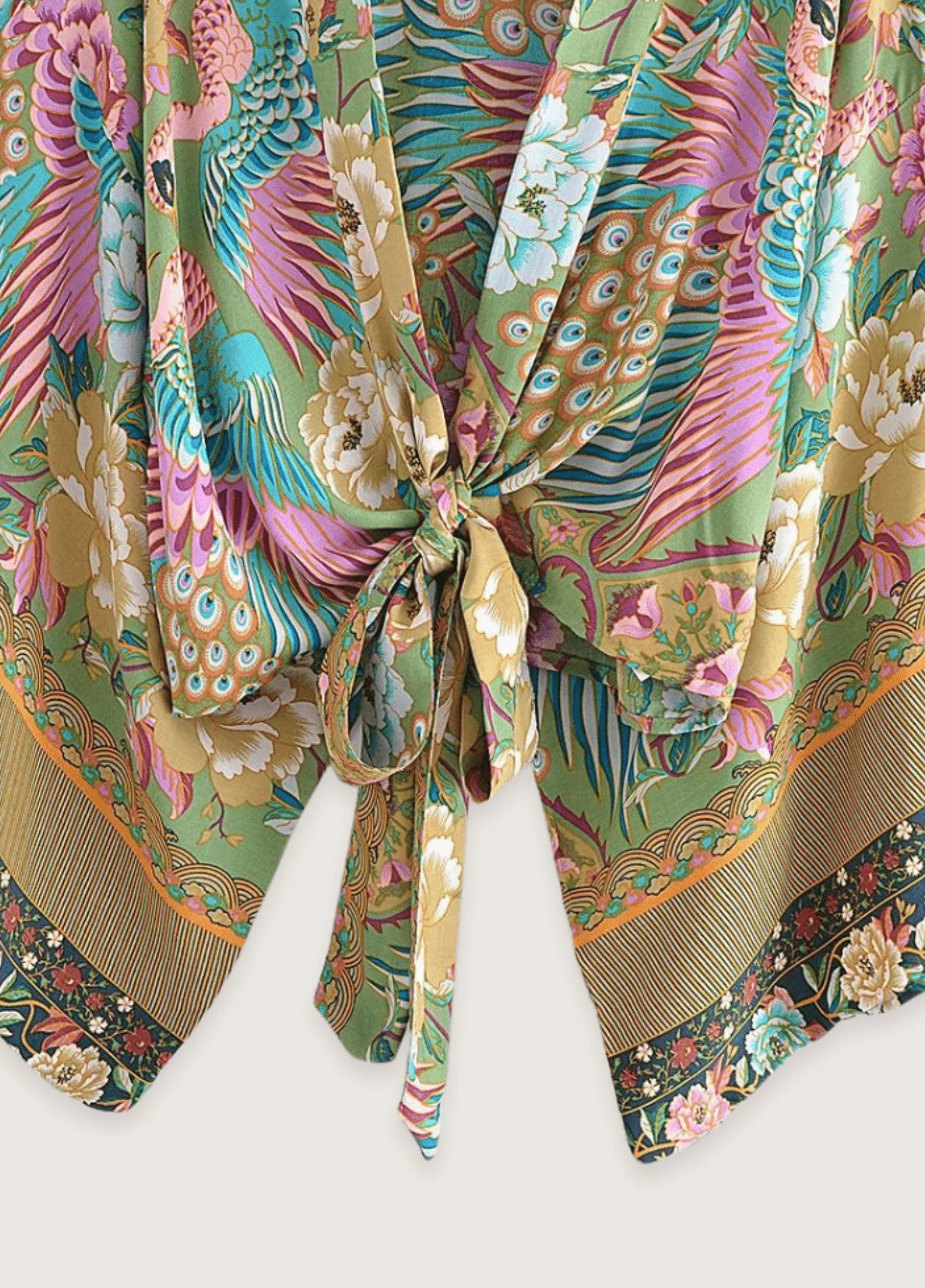 Kimono court paon fleuri - Image 4