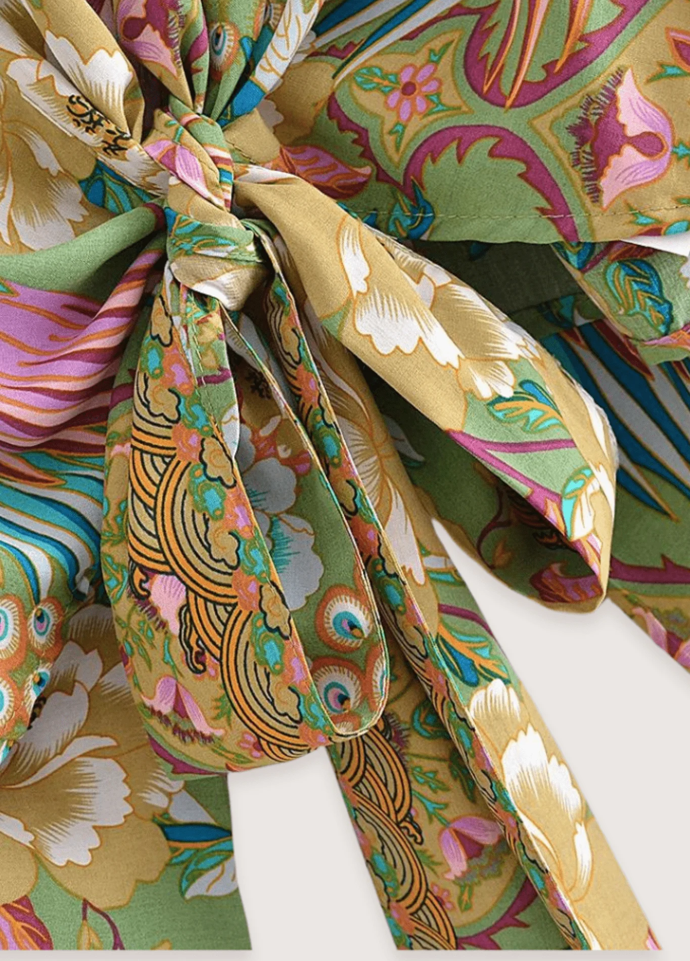 Kimono court paon fleuri - Image 5