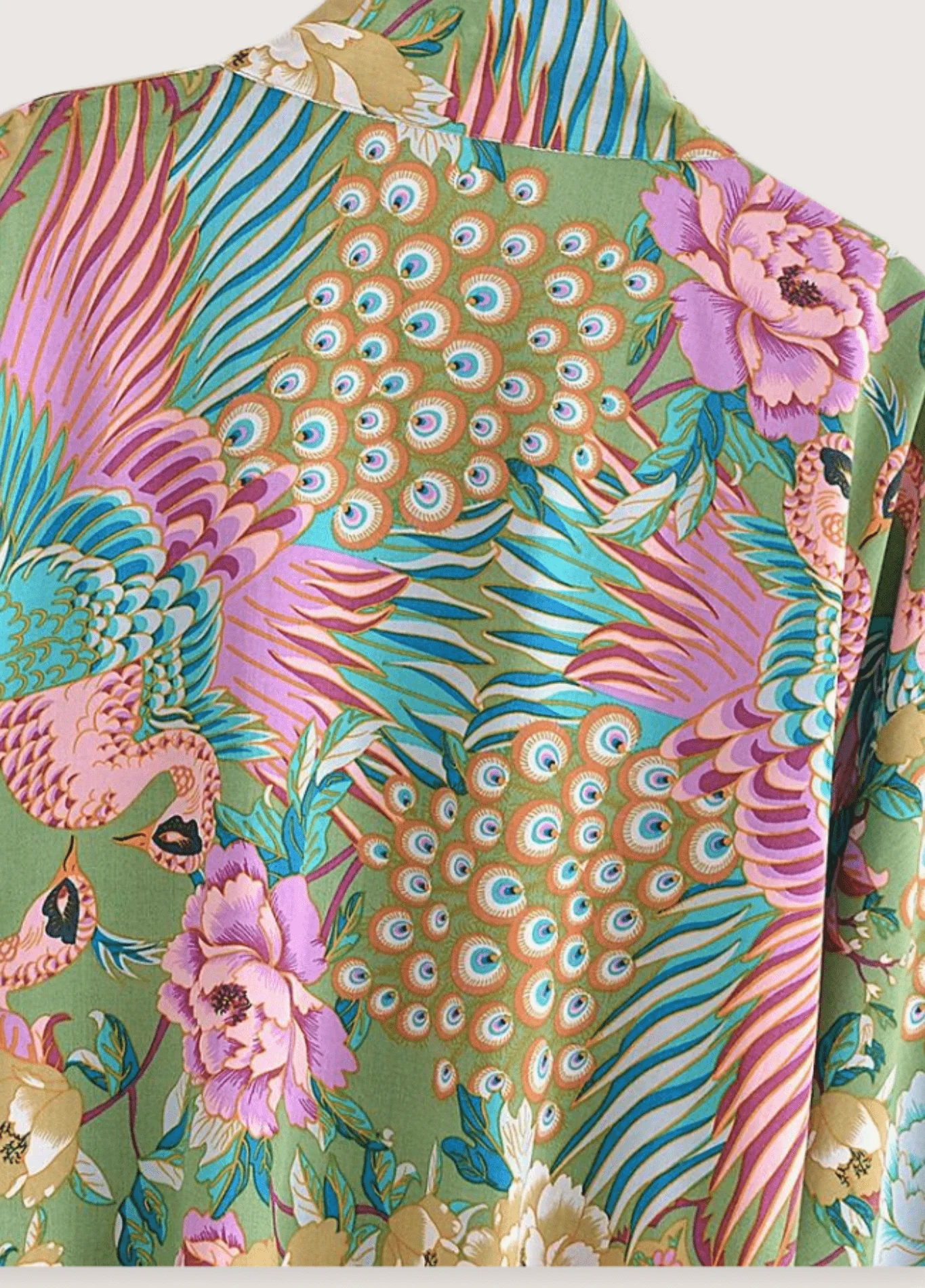 Kimono court paon fleuri - Image 6
