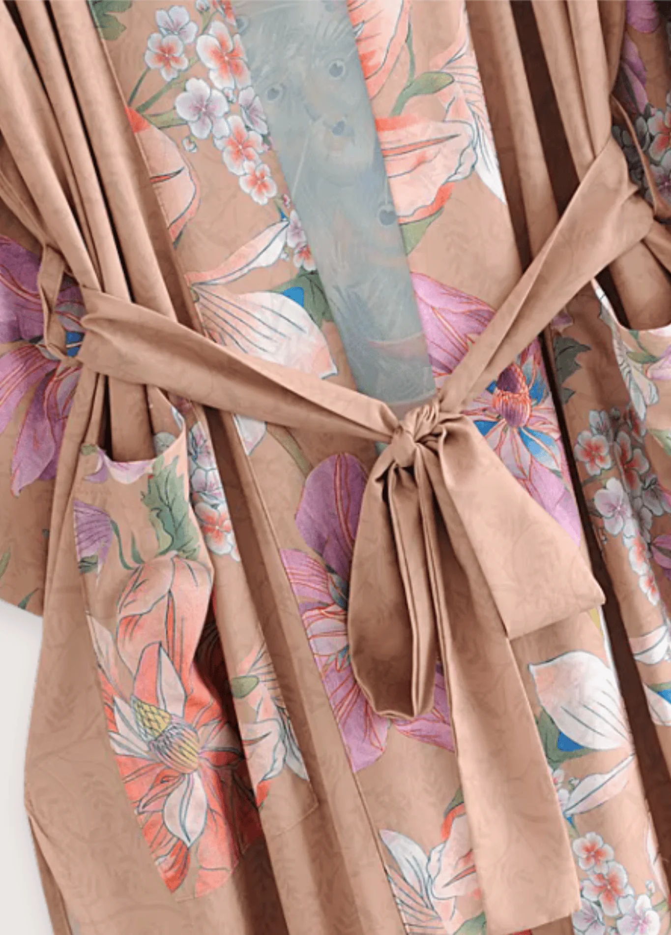 Kimono long beige rosé | Fleur et Paon Bohème - Image 3