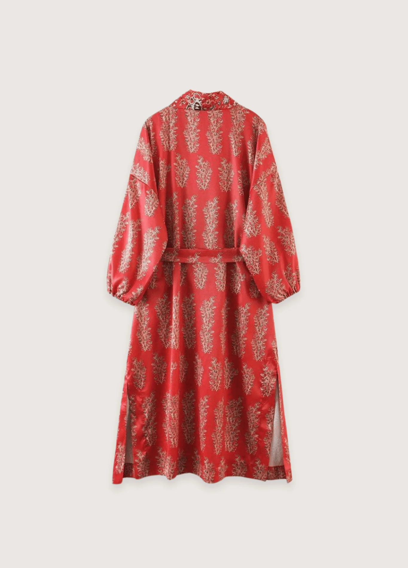 Kimono long rouge à motif fleuri - Image 2
