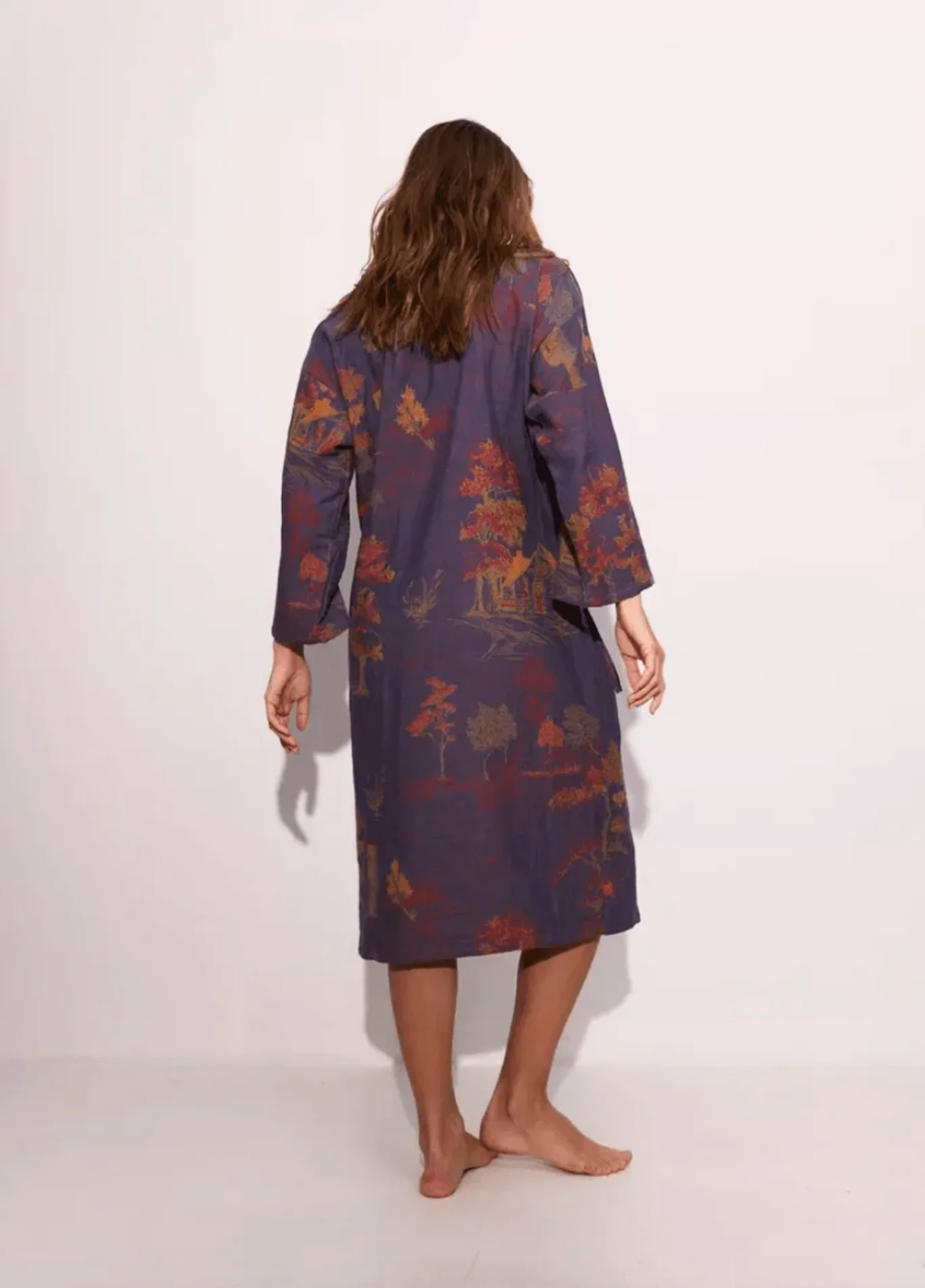 Peignoir kimono bleu femme | Momiji - Image 2