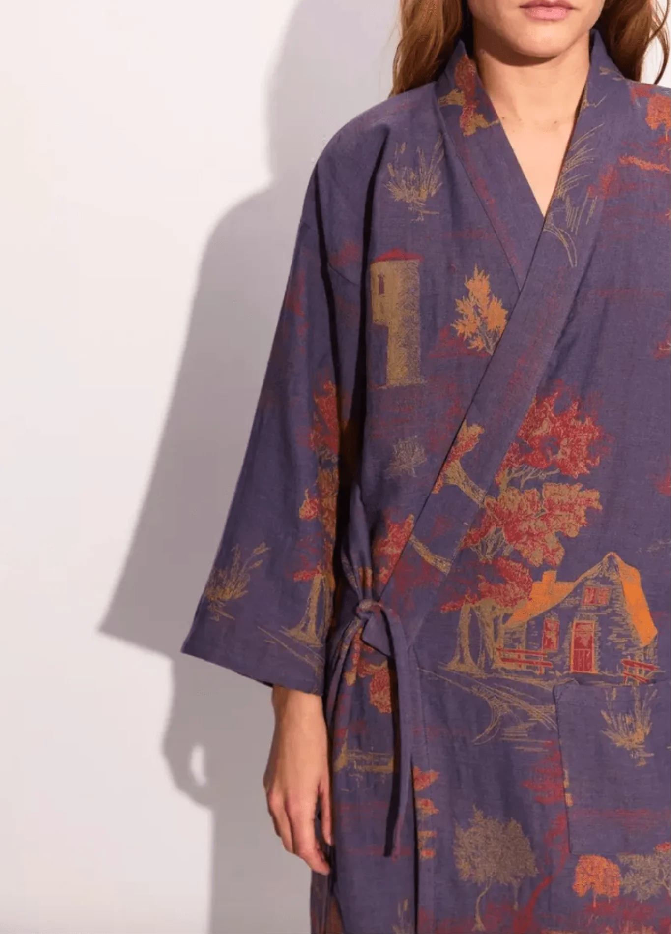 Peignoir kimono bleu femme | Momiji - Image 3