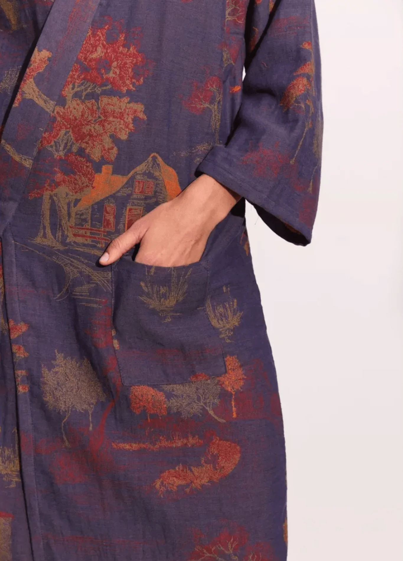 Peignoir kimono bleu femme | Momiji - Image 8