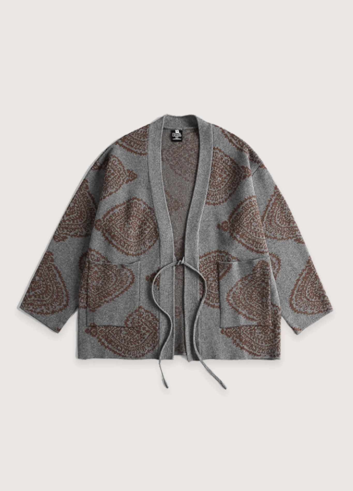 Veste kimono grise | Motifs Paisley