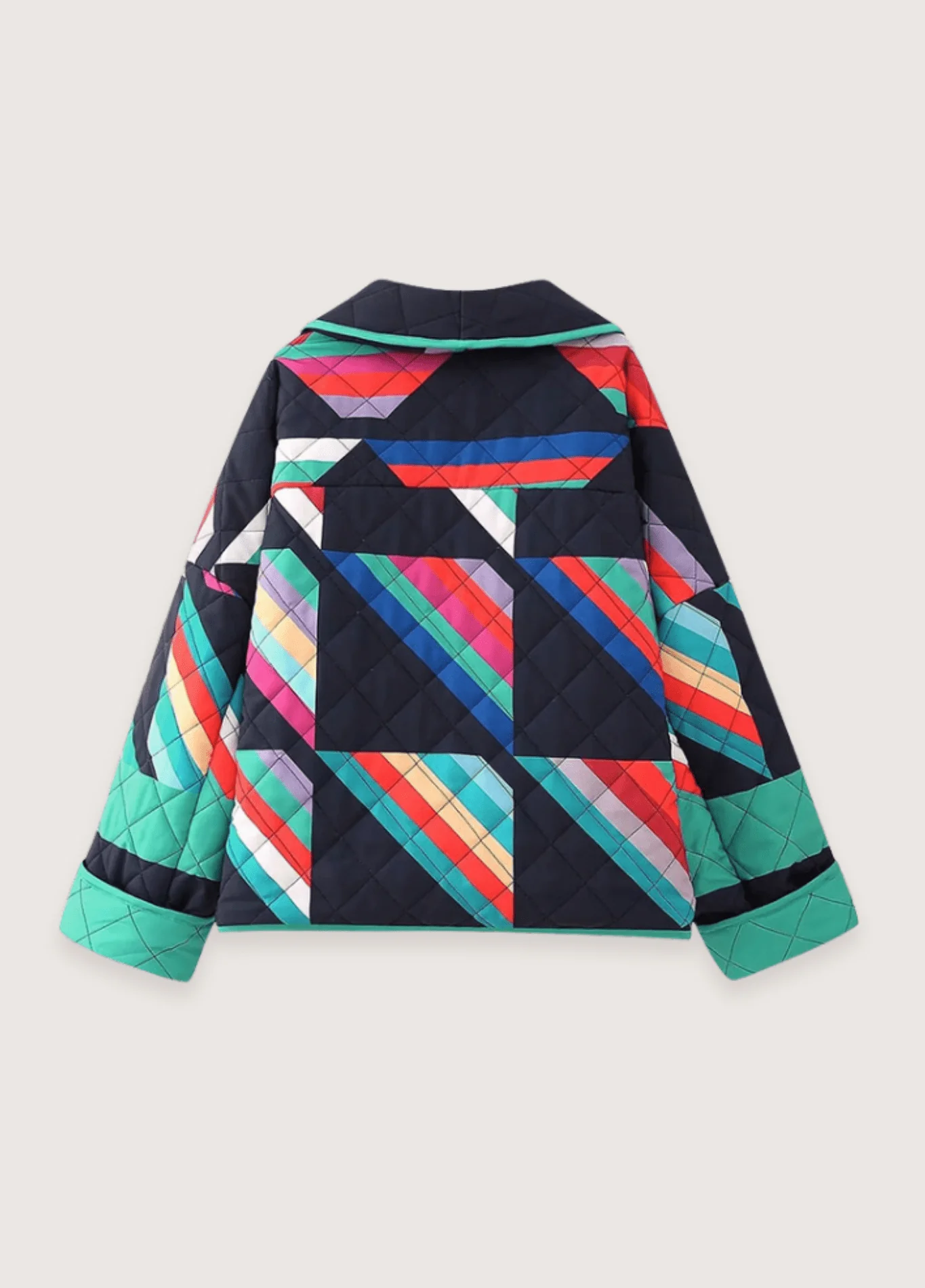 Veste kimono matelassée | Géométrique Coloré année 80 - Image 2